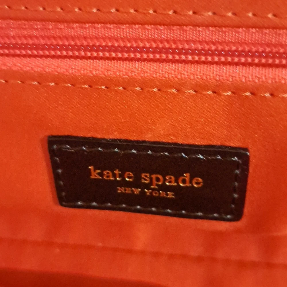 Elegant Kate Spade Tweed Handbag with Brown Leather Accents - Picture 3 of 10